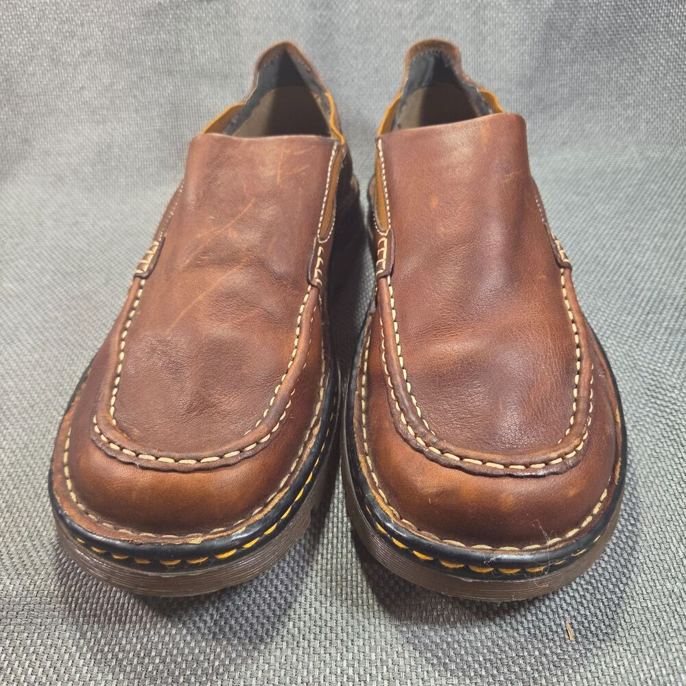 Dr. Martens Mens 10 Brown Leather Slip On Casual Shoes Round Toe Low Top Boot - Picture 2 of 8